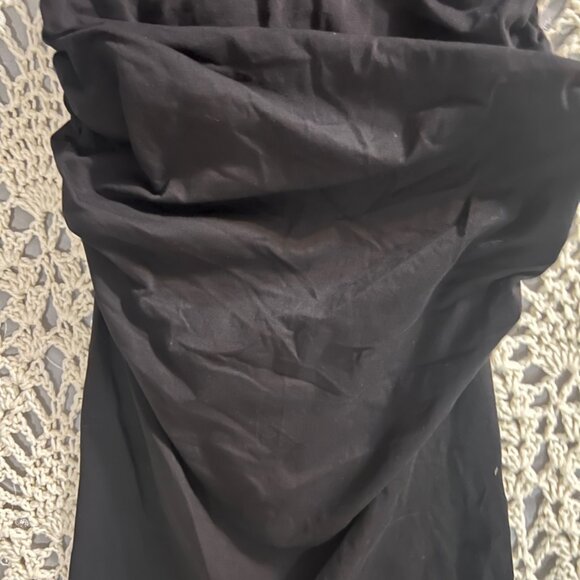 NWOT Miffuse Sz Small Black 33” Long Short Sleeve‎ Ruffled Dress C08 - Picture 3 of 8